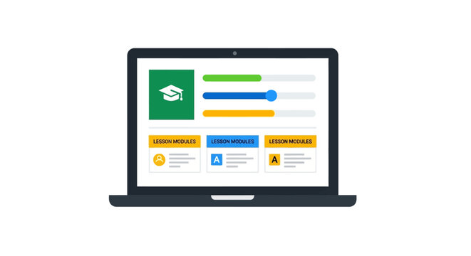 A digital interface showing an online learning platform on a laptop screen