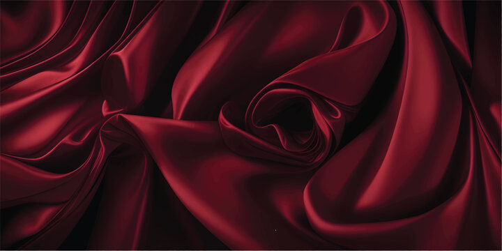 A smooth and luxurious red silk fabric background waves elegantly, showcasing a soft satin texture reminiscent of romantic valentine rose petals