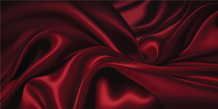 A luxurious red abstract background loop featuring smooth flowing waves of silk and satin fabric with a soft velvet texture for an elegant motion wallpaper design