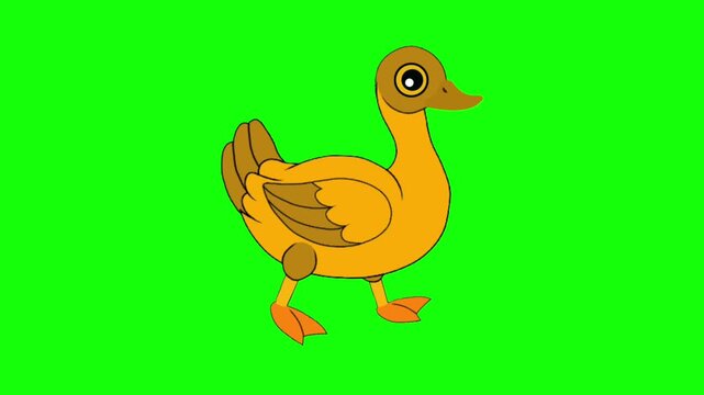 Cute Yellow Duckling Walking And Talking Animation Sprite Sheet Cartoon Baby Bird Character