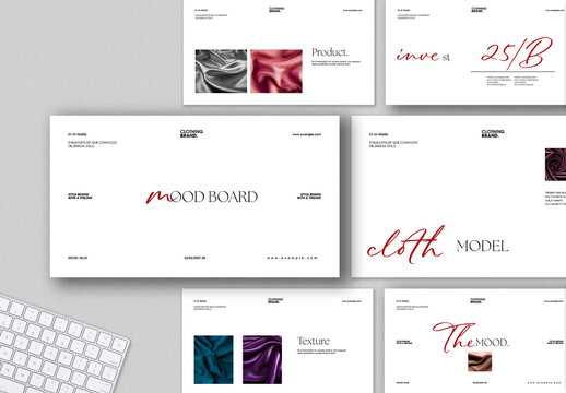 Minimal Fashion Mood Board Presentation Template With Fabric Texture Layout