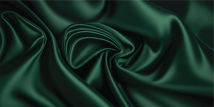 Elegant emerald green silk fabric with soft waves and folds.