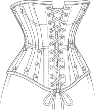 Detailed of a vintage corset with lacing and decorative