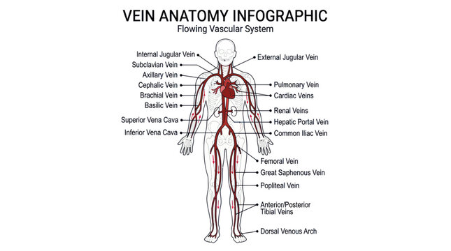 Human Vein Anatomy Infographic - Flowing Vascular System