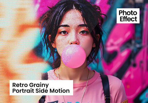 Retro Grainy Portrait Side Motion Photo Effect