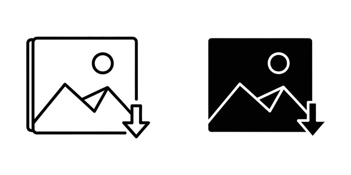 Image download document icon set with download landscape document interface transfer creative software