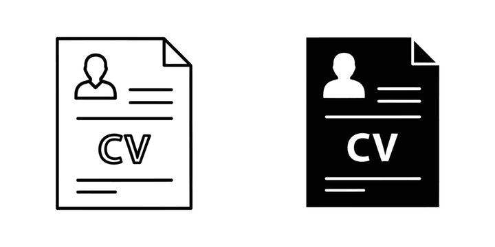 Resume cv document icon set with document employment application business illustration interface