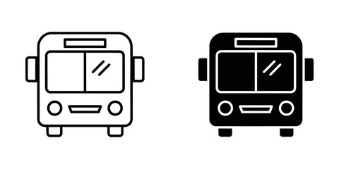 Public transportation bus vector icon set in outline and solid styles with transportation, transport © ICON  WAREHOUSE