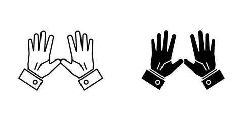 Hand gestures representing open palms vector line and solid icons with body language hand shape gestures © ICON  WAREHOUSE