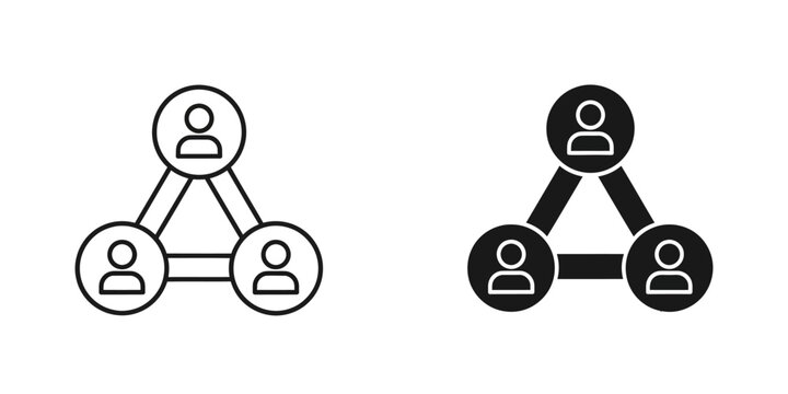 People network connection icons in triangle formation with connection community triangle communication