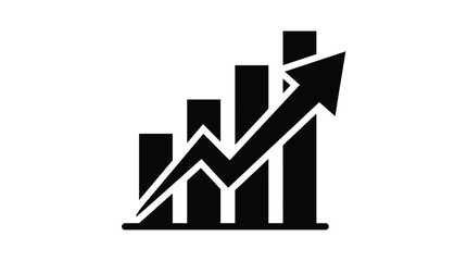 Fototapeta premium Business Growth, Financial Chart, Vector Graph Icon, Black Color