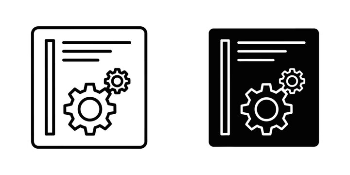 Technical settings document icon with gear symbols settings document technical configuration interface