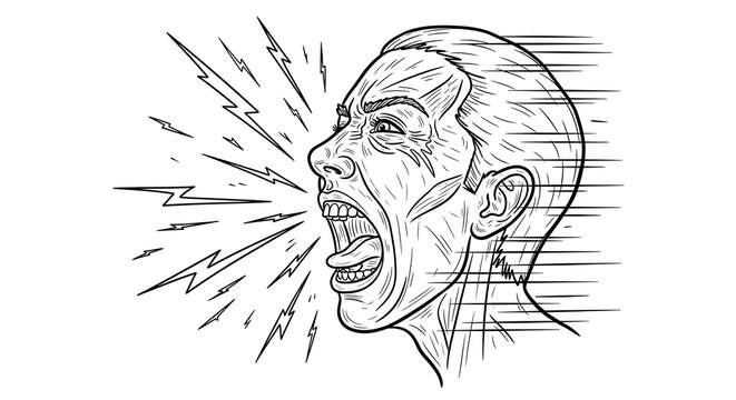Screaming Man Illustration Expressing Anger with Frustration, and Emotional Outburst.