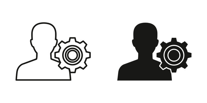 User account settings gear icon set for profile management with settings management personalization