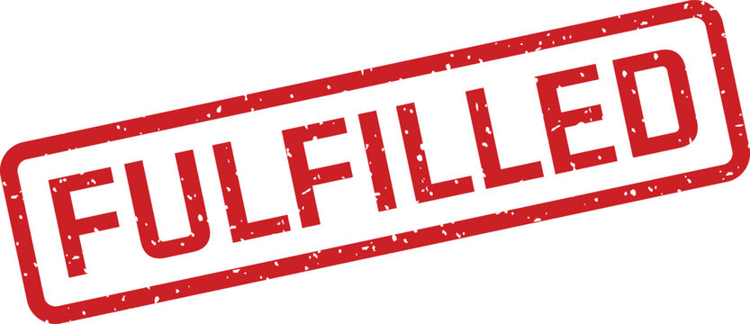 Fulfilled stamp red ink rectangle isolated on white background