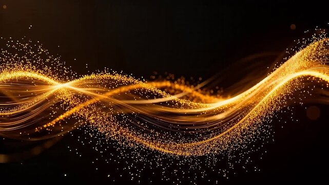 Golden flowing light particles