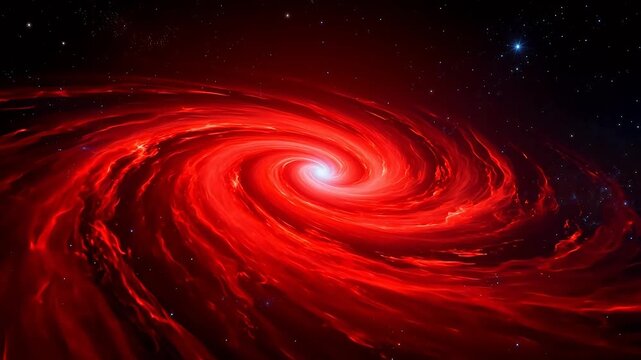 Red spiral galaxy in space
