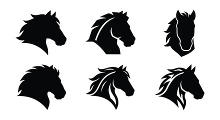 Horse head silhouettes vector silhouette animal black © Nayem