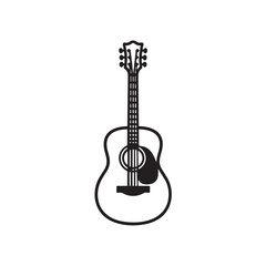 Fototapeta premium Acoustic guitar musical instrument line icon with acoustic instrument entertainment performance