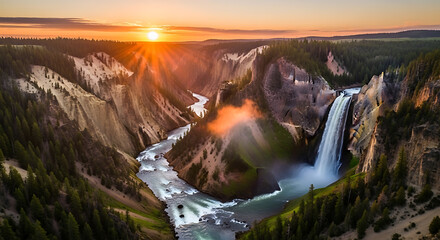 Waterfall Beauty Drone Waterfall drone waterfall scenic nature beauty