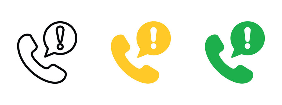 Emergency Call Icon with Phone Alert Symbol, Important Contact Sign and Support Notification Pictogram for Help, Warning and Urgent Communication