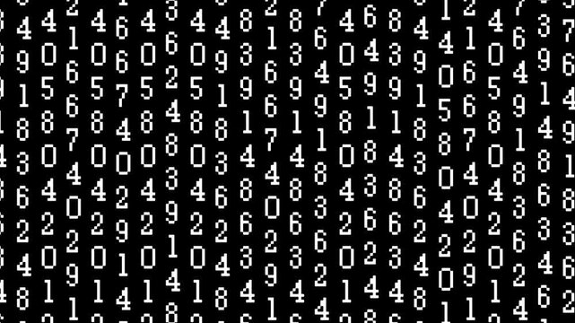 数字の羅列　サイバーやハッカーのような背景　シンプルな白黒