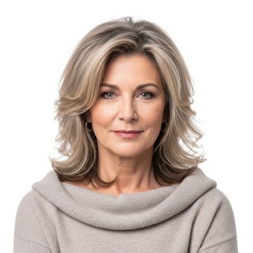 Mature woman with shoulder-length hair
