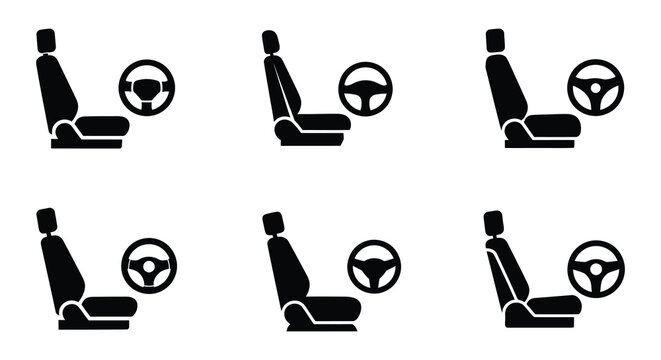 Car seat icons flat vector vehicle seating