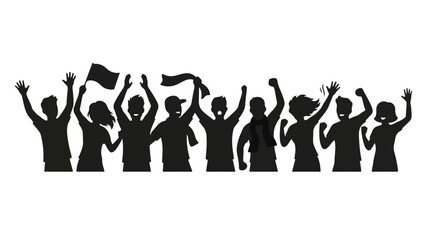 Fototapeta premium Half body vector black silhouette of football supporter 06