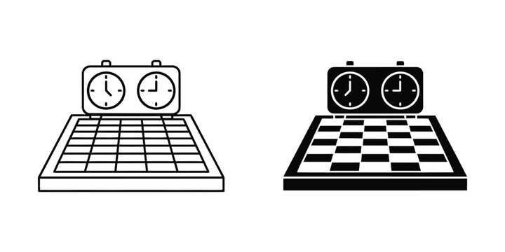 Chess clock and chess board illustration