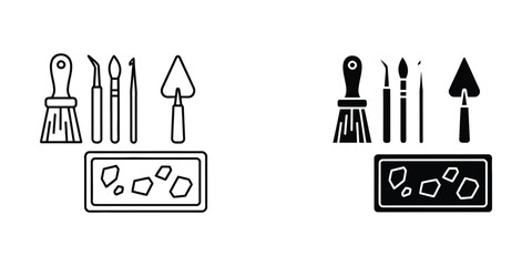 Obraz premium Calligraphy tools with paint chips illustration