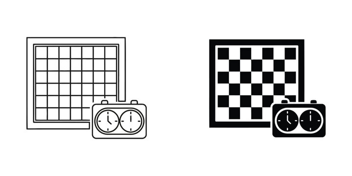 Chess clock with checkered chessboard illustration