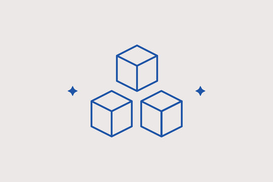 Three sugar cubes line icon for food ingredients for sweet product descriptions. Practical vector illustration for baking recipes, grocery store inventory, or cafe menu personalization.