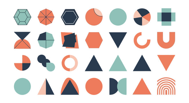 Modern Geometric Shapes Collection, Abstract Design Elements, Pastel Colors