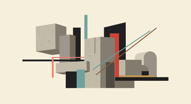 Abstract Geometric Composition: Modern Deconstructivist Art