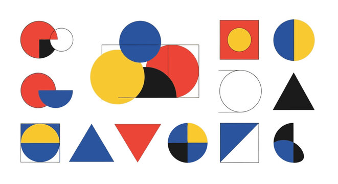 Abstract Geometric Shapes: Primary Colors & Basic Forms