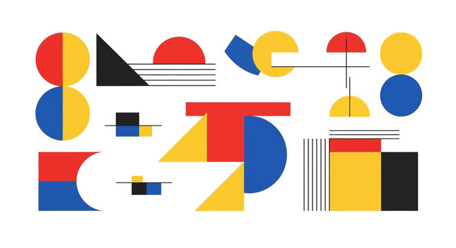 Abstract Geometric Shapes Collage - Bauhaus Style