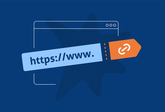 Link building with backlink strategy and referral traffic for off page SEO growth. Improve website authority and search visibility through quality backlinks vector illustration