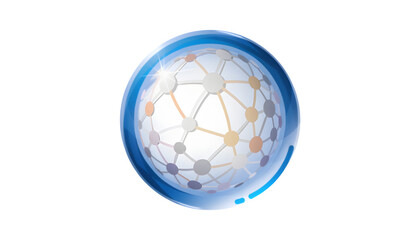 Obraz premium Global digital network sphere icon on transparent background