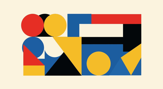 Abstract geometric shapes, bauhaus style, colorful minimal art
