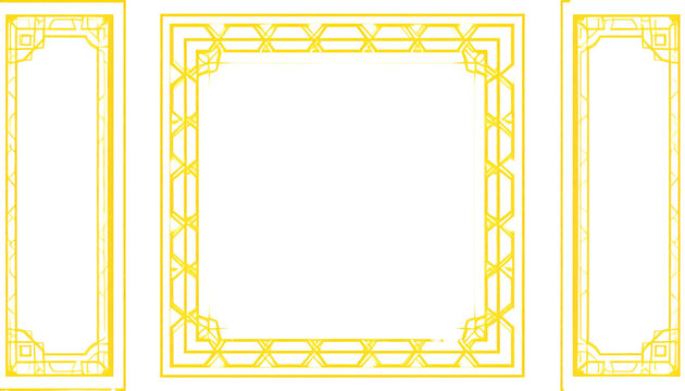 yellow frame border outline, card layout design, isolated on transparent background