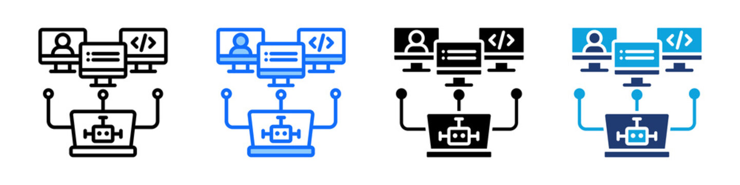 Botnet Network Icon Set Multi Style Vector Illustration
