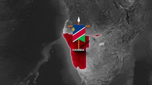 Namibia is highlighted on the map with a flag implying national pride