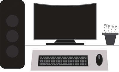 Fototapeta premium Desktop Computer System Setup Vector Illustration
