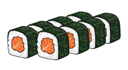Salmon Maki Sushi Rolls Vector Illustration Isolated © jaka-Stock