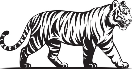 Tiger, silhouette vector featuring bold black wild cat shape in clean minimalist style ideal for wildlife logos, sports mascots, tattoo art, and nature themed design projects. © Dalim 7