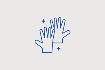 Fototapeta premium Protective latex gloves line icon for evidence handling for medical lab sanitation. Useful vector illustration for forensic safety procedures, biohazard protection, or hospital inventory.