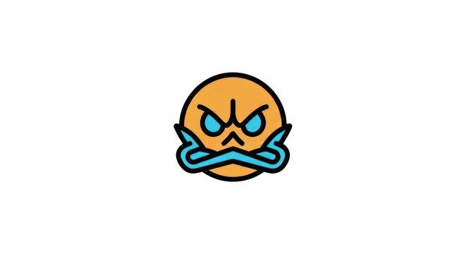 Angry emoticon with zipper mouth icon.