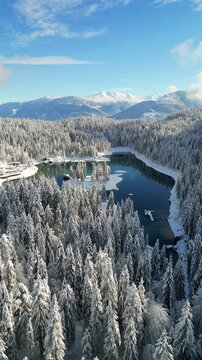 Lake Cauma Caumasee nature winter landscape Switzerland Swiss countryside