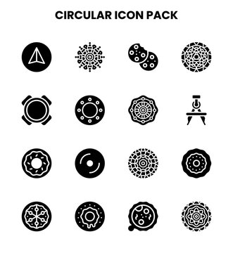 Circular Glyph Set Icons Pack